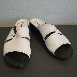 Clark's White Open Back Sandals Size 8